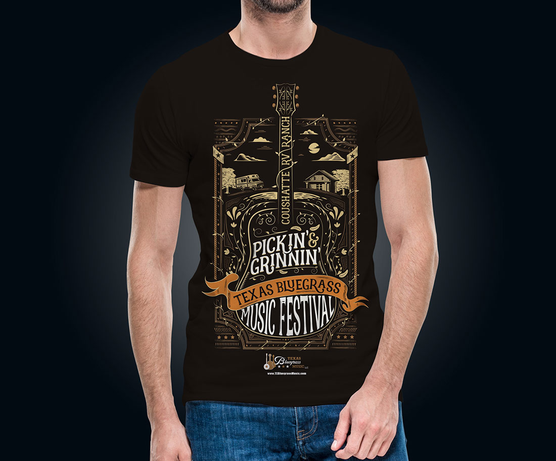 Pickin&grinnin-T-shirt-bluegrass