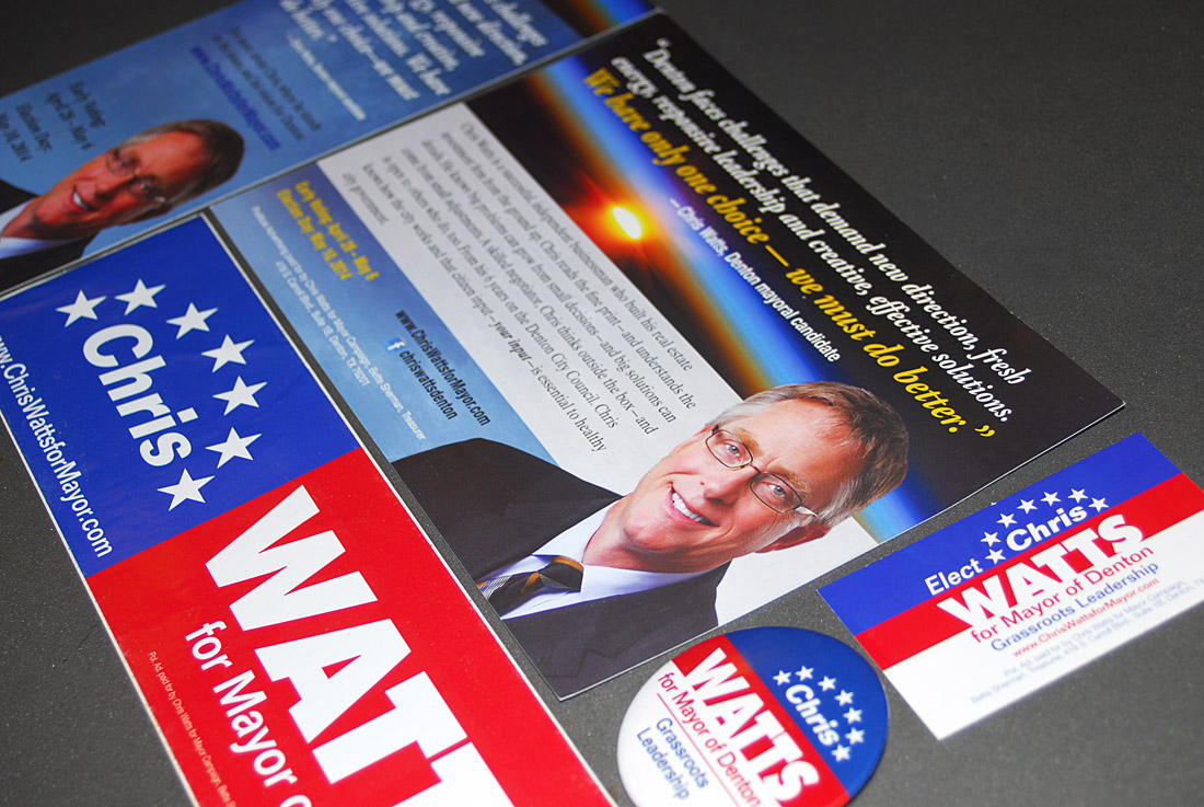 Chris Watts for mayor of Denton Campaign, Brochure, Direct mail Design