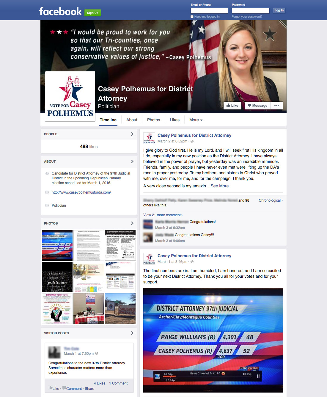 District Attorney, Facebook campaign