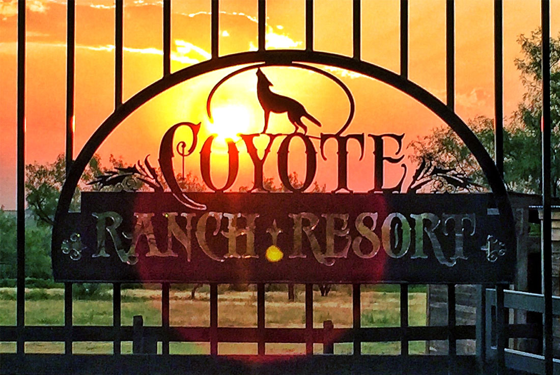 Coyote Ranch Resort Logo on Metal Gate