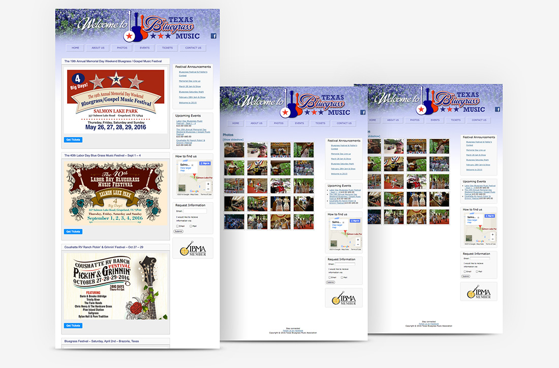 Texas Bluegrass Music festival Website Design